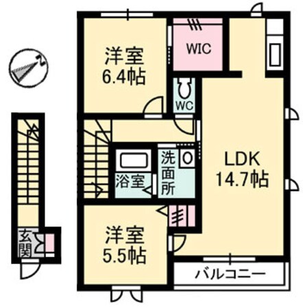 グランドメゾン水呑　Ａ棟（Ｓ）の物件間取画像